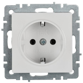 Розетка BRITE РС11-1-0-БрБ 16А с заземл. без защ. шторки механизм бел. IEK BR-R11-16-K01