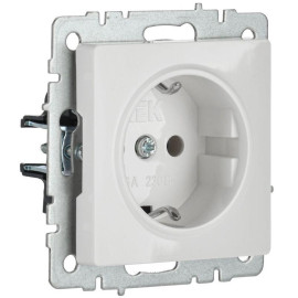 Розетка BRITE РС11-1-0-БрБ 16А с заземл. без защ. шторки механизм бел. IEK BR-R11-16-K01