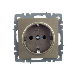 Розетка BRITE РС11-1-0-БрШ 16А с заземл. без защ. шторки механизм шампань IEK BR-R11-16-K37