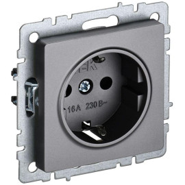 Розетка 1-м СП BRITE РС11-1-0-БрС 16А с заземл. без защ. шторки механизм сталь IEK BR-R11-16-K46