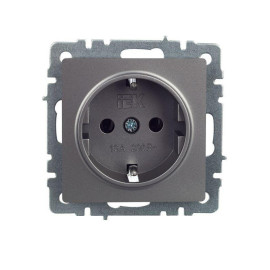 Розетка 1-м СП BRITE РС11-1-0-БрС 16А с заземл. без защ. шторки механизм сталь IEK BR-R11-16-K46