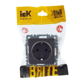 Розетка 1-м СП BRITE РС11-1-0-БрС 16А с заземл. без защ. шторки механизм сталь IEK BR-R11-16-K46
