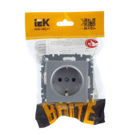 Розетка BRITE РС11-1-0-БрА 16А с заземл. без защ. шторки механизм алюм. IEK BR-R11-16-K47