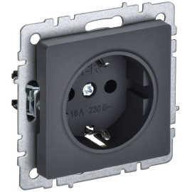Розетка 1-м СП BRITE РС11-1-0-БрГ 16А с заземл. без защ. шторки механизм графит IEK BR-R11-16-K53