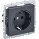 Розетка 1-м СП BRITE РС11-1-0-БрГ 16А с заземл. без защ. шторки механизм графит IEK BR-R11-16-K53