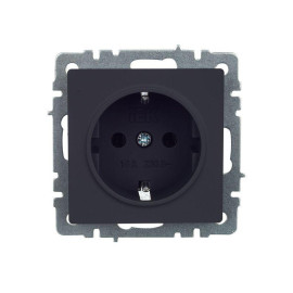 Розетка 1-м СП BRITE РС11-1-0-БрГ 16А с заземл. без защ. шторки механизм графит IEK BR-R11-16-K53