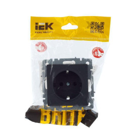 Розетка 1-м СП BRITE РС11-1-0-БрГ 16А с заземл. без защ. шторки механизм графит IEK BR-R11-16-K53