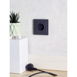 Розетка 1-м СП BRITE РС11-1-0-БрГ 16А с заземл. без защ. шторки механизм графит IEK BR-R11-16-K53