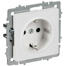 Розетка BRITE РС11-1-0-БрАБ 16А с заземл. без защ. шторок механизм арктич. бел. IEK BR-R11-16-K91
