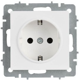 Розетка BRITE РС11-1-0-БрАБ 16А с заземл. без защ. шторок механизм арктич. бел. IEK BR-R11-16-K91