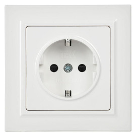 Розетка BRITE РСР14-1-0-БрБ 16А в сборе с заземл. защ. шторки бел. IEK BR-R14-16-K01-F