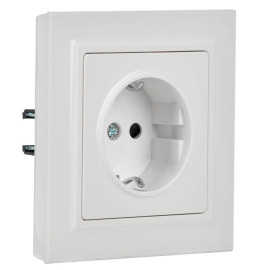 Розетка BRITE РСР14-1-0-БрБ 16А в сборе с заземл. защ. шторки бел. IEK BR-R14-16-K01-F