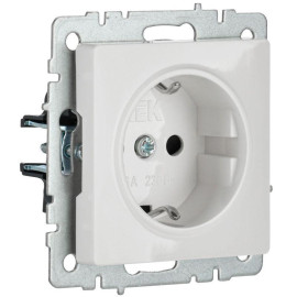 Розетка BRITE РС14-1-0-БрБ 16А с заземл. защ. шторки механизм бел. IEK BR-R14-16-K01