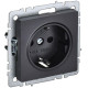 Розетка BRITE РС14-1-0-БрЧ 16А с заземл. защ. шторки механизм черн. IEK BR-R14-16-K02