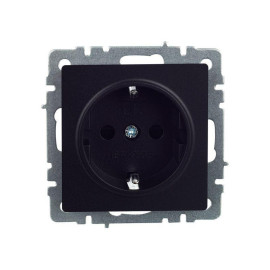 Розетка BRITE РС14-1-0-БрЧ 16А с заземл. защ. шторки механизм черн. IEK BR-R14-16-K02