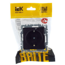 Розетка BRITE РС14-1-0-БрЧ 16А с заземл. защ. шторки механизм черн. IEK BR-R14-16-K02