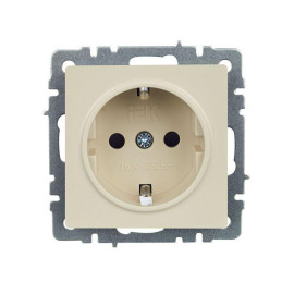 Розетка BRITE РС14-1-0-БрКр 16А с заземл. защ. шторки механизм беж. IEK BR-R14-16-K10