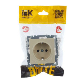 Розетка BRITE РС14-1-0-БрКр 16А с заземл. защ. шторки механизм беж. IEK BR-R14-16-K10