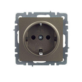 Розетка BRITE РС14-1-0-БрШ 16А с заземл. защ. шторки механизм шампань IEK BR-R14-16-K37