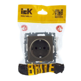 Розетка BRITE РС14-1-0-БрШ 16А с заземл. защ. шторки механизм шампань IEK BR-R14-16-K37