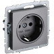Розетка 1-м СП BRITE РС14-1-0-БрС 16А с заземл. защ. шторки механизм сталь IEK BR-R14-16-K46