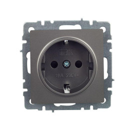 Розетка 1-м СП BRITE РС14-1-0-БрС 16А с заземл. защ. шторки механизм сталь IEK BR-R14-16-K46