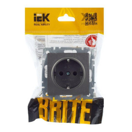 Розетка 1-м СП BRITE РС14-1-0-БрС 16А с заземл. защ. шторки механизм сталь IEK BR-R14-16-K46