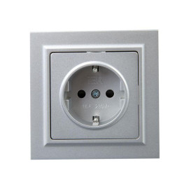 Розетка СП BRITE РСР14-1-0-БрА 16А в сборе с заземл. защ. шторки алюм. IEK BR-R14-16-K47-F