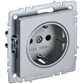 Розетка BRITE РС14-1-0-БрА 16А с заземл. защ. шторки механизм алюм. IEK BR-R14-16-K47