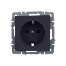Розетка 1-м СП BRITE РС14-1-0-БрГ 16А с заземл. защ. шторки механизм графит IEK BR-R14-16-K53
