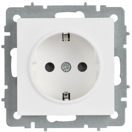 Розетка BRITE РС14-1-0-БрАБ 16А с заземл. защ. шторки механизм арктич. бел. IEK BR-R14-16-K91