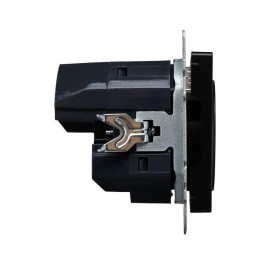 Розетка BRITE РЮш10-1-БрЧ 16А с USB A+A 2.1А с заземл. защ. шторки механизм черн. IEK BR-R14-16-U21-D21-K02