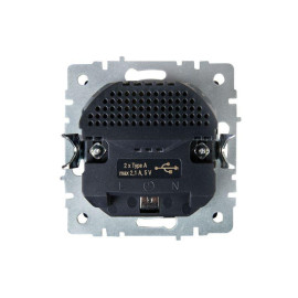 Розетка BRITE РЮш10-1-БрЧ 16А с USB A+A 2.1А с заземл. защ. шторки механизм черн. IEK BR-R14-16-U21-D21-K02