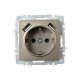 Розетка BRITE РЮш10-1-БрШ 16А с USB A+A 2.1А с заземл. защ. шторки механизм шампань IEK BR-R14-16-U21-D21-K37