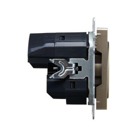 Розетка BRITE РЮш10-1-БрШ 16А с USB A+A 2.1А с заземл. защ. шторки механизм шампань IEK BR-R14-16-U21-D21-K37