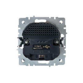 Розетка BRITE РЮш10-1-БрА 16А с USB A+A 2.1А с заземл. защ. шторки механизм алюм. IEK BR-R14-16-U21-D21-K47