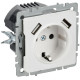 Розетка BRITE РЮш10-1-БрАБ 16А с USB A+A 2.1А с заземл. защ. шторки механизм арктич. бел. IEK BR-R14-16-U21-D21-K91