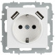 Розетка BRITE РЮш10-1-БрАБ 16А с USB A+A 2.1А с заземл. защ. шторки механизм арктич. бел. IEK BR-R14-16-U21-D21-K91