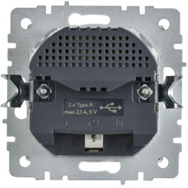 Розетка BRITE РЮш10-1-БрАБ 16А с USB A+A 2.1А с заземл. защ. шторки механизм арктич. бел. IEK BR-R14-16-U21-D21-K91