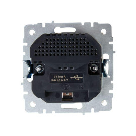 Розетка BRITE РЮш10-2-БрБ 16А с USB A+A 3.1А с заземл. защ. шторки механизм бел. IEK BR-R14-16-U21-D31-K01