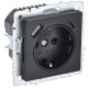 Розетка BRITE РЮш11-1-БрЧ 16А с USB A+C 18Вт с заземл. защ. шторки механизм черн. IEK BR-R14-16-U22-018-K02