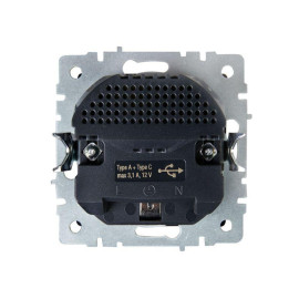 Розетка BRITE РЮш11-1-БрЧ 16А с USB A+C 18Вт с заземл. защ. шторки механизм черн. IEK BR-R14-16-U22-018-K02