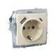 Розетка BRITE РЮш11-1-БрКр 16А с USB A+C 18Вт с заземл. защ. шторки механизм беж. IEK BR-R14-16-U22-018-K10