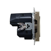 Розетка BRITE РЮш11-1-БрШ 16А с USB A+C 18Вт с заземл. защ. шторки механизм шампань IEK BR-R14-16-U22-018-K37