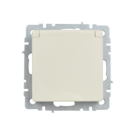 Розетка BRITE РСбш10-3-44-БрКр 16А IP44 с заземл. защ. шторки с крышкой механизм беж. IEK BR-R16-16-44-K10