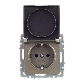 Розетка BRITE РСбш10-3-44-БрШ 16А IP44 с заземл. защ. шторки с крышкой механизм шампань IEK BR-R16-16-44-K37