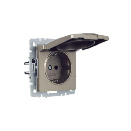 Розетка BRITE РСбш10-3-44-БрШ 16А IP44 с заземл. защ. шторки с крышкой механизм шампань IEK BR-R16-16-44-K37