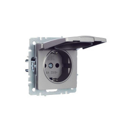 Розетка BRITE РСбш10-3-44-БрС 16А IP44 с заземл. защ. шторки с крышкой механизм сталь IEK BR-R16-16-44-K46