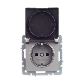 Розетка BRITE РСбш10-3-44-БрС 16А IP44 с заземл. защ. шторки с крышкой механизм сталь IEK BR-R16-16-44-K46