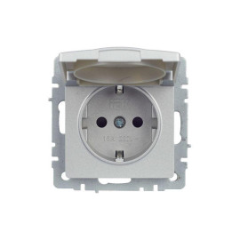 Розетка BRITE РСбш10-3-44-БрА 16А IP44 с заземл. защ. шторки с крышкой механизм алюм. IEK BR-R16-16-44-K47